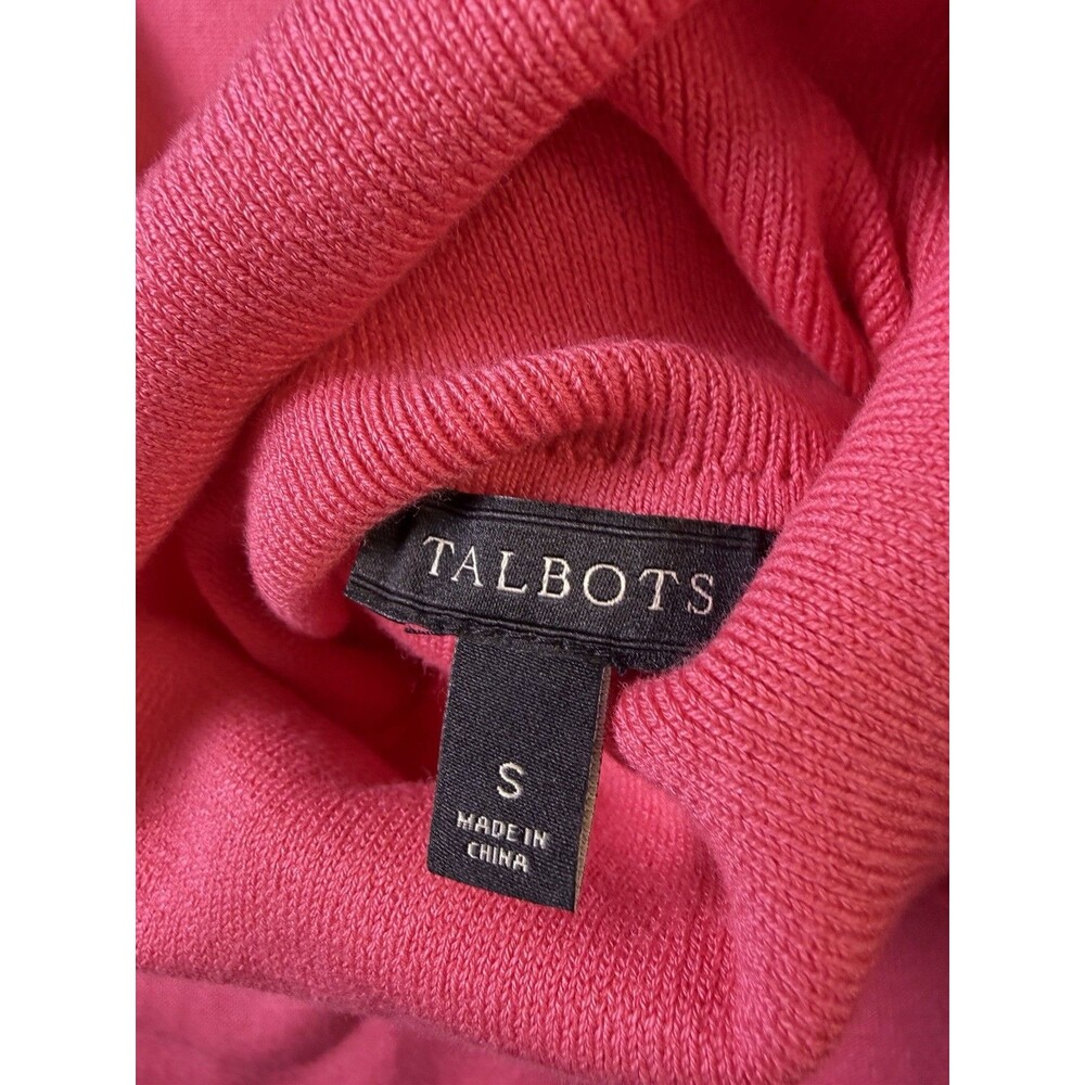 Talbots Womens S Hot Pink Turtleneck Sweater Cotton Blend Ribbed Preppy - Picture 8 of 11